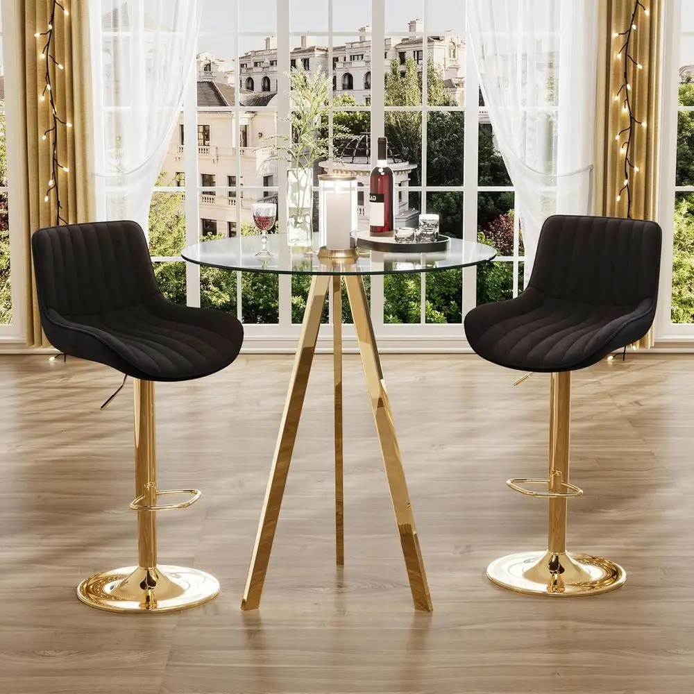 

Adjustable Swivel Bar Stools Set of 2 with Black Bistro Table for Living Room, Dining Room, or Pub