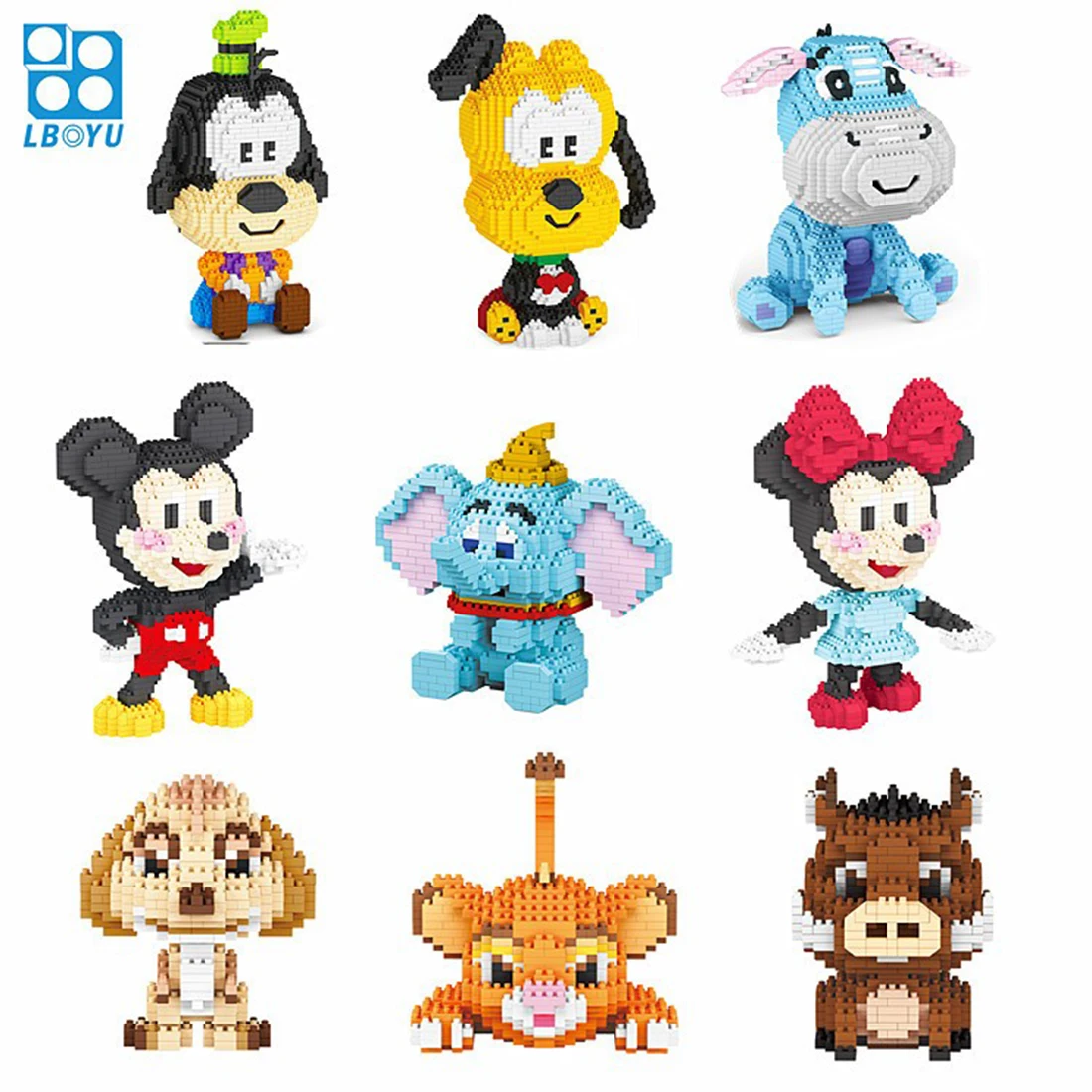 

Cartoon Series The Lion King Micro Building Blocks Simba Timon Pumbaa Disney Mickey Minnie 3D Model Mini Brick Toy For Kid Gift