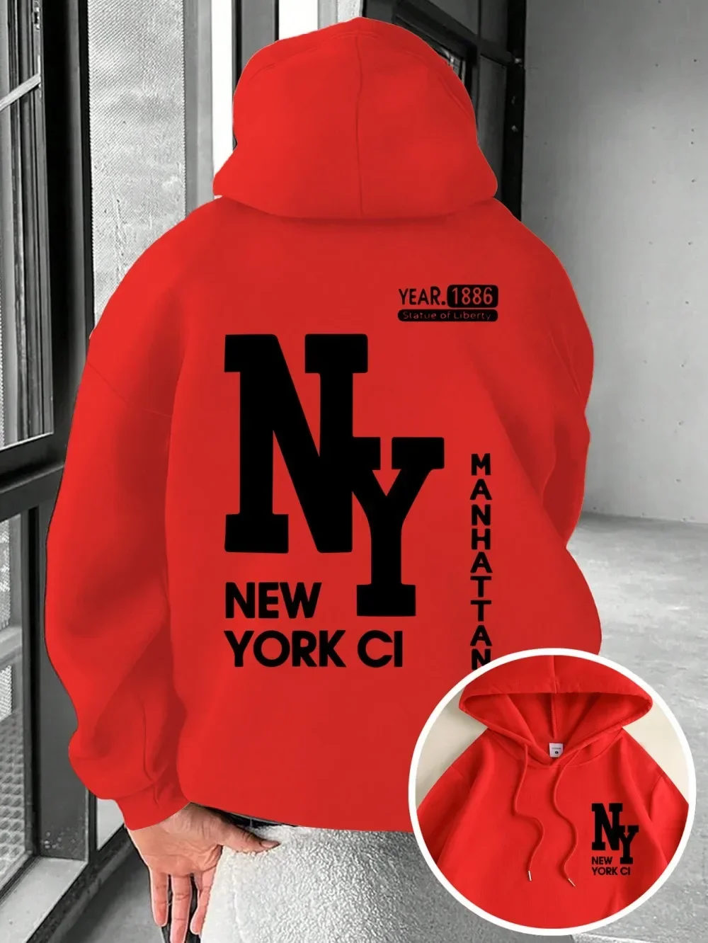 

Men's plus-size loose-fitting casual hoodie, unisex fashion street style pullover, suitable for autumn and winter.
