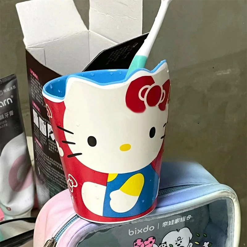 かわいいハローキティマウスウォッシュカップ歯シリンダーカップル歯ブラシカッププラスチック家庭用カップ私の漫画ミルク飲料カップ