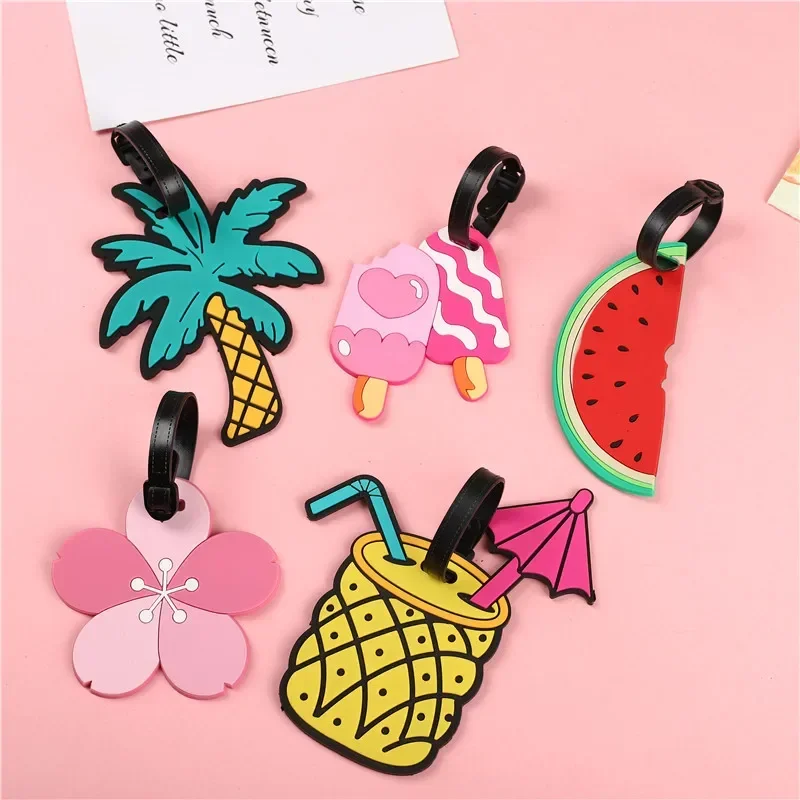 Portable Travel Luggage Tag Cute Silica Gel Tree Fruit Shape Suitcase ID Addres Holder Baggage Boarding Tag Travel Accessories