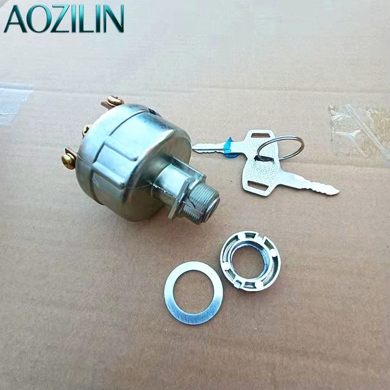 AOZILIN Ignition Key Switch JK406B JK406 Pre‑Heat Starter Lock for Forklift Excavator Engineering Machinery Vehicle