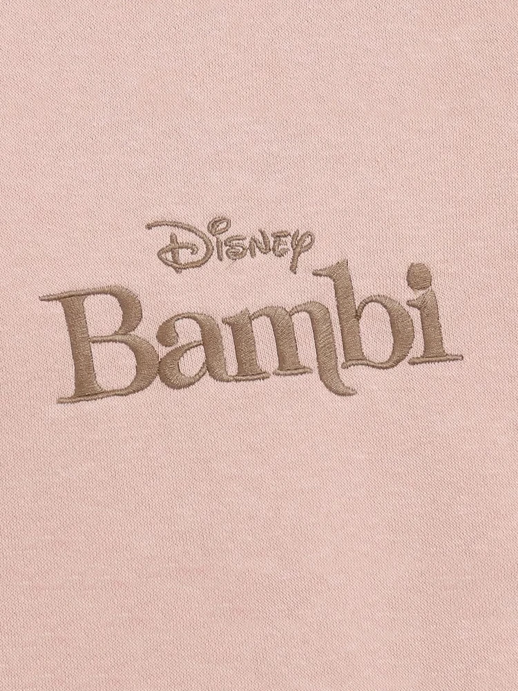 Disney Bambi Deer Letter Cartoon Print Embroidery Sweatshirt Fashion Women O-Neck Long Sleeve Jumper Fleece Tee Tops Streetwear