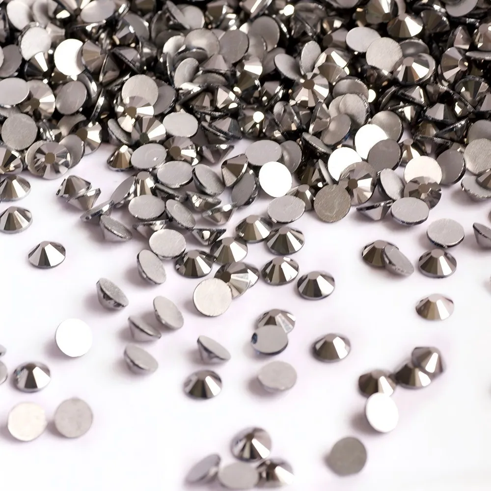5A Hämatit-Kristall-Strasssteine, flache Rückseite, nicht heißklebend, für Kleidung, DIY-Nagelkunst, Schmuck, Basteldekoration – Detail 4