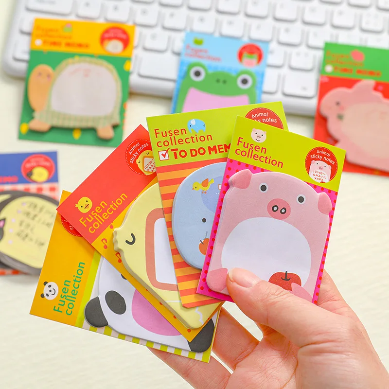 10Pcs/Lot Cute Cartoon Animal Tearable Note Book Posted it Sticky Notes Notepad Memo Pads Children Gifts School Office Supplies