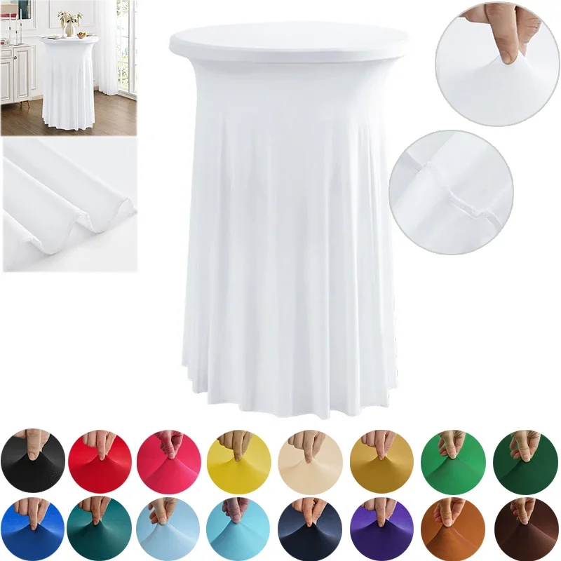 

Height Stretch Round Tablecloth Commercial Conference Cocktail Bar Table Cover Hotel Wedding Party Skirt Elastic Table Cloth 식탁보
