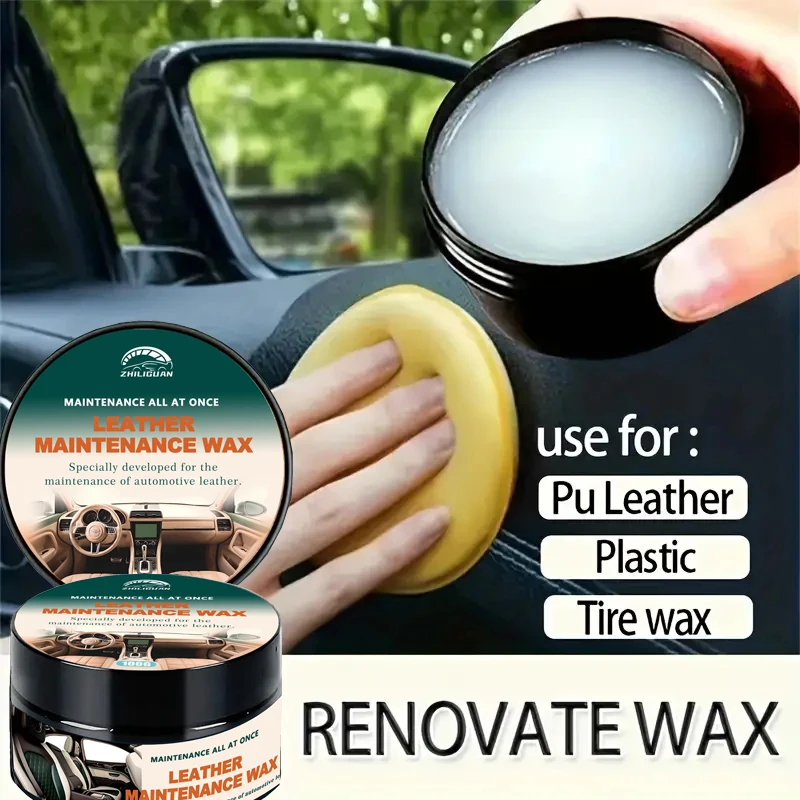 Car Plastic Renovator Wax, PU Leather Rejuvenation,Scratch Repair for Car Bumpers and Interiors，Leather Restoration