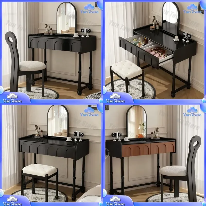 Small Piano Dresser for French Retro Bedroom Decor Solid Wood Painted Antique Makeup Table for Small Apartment Storage