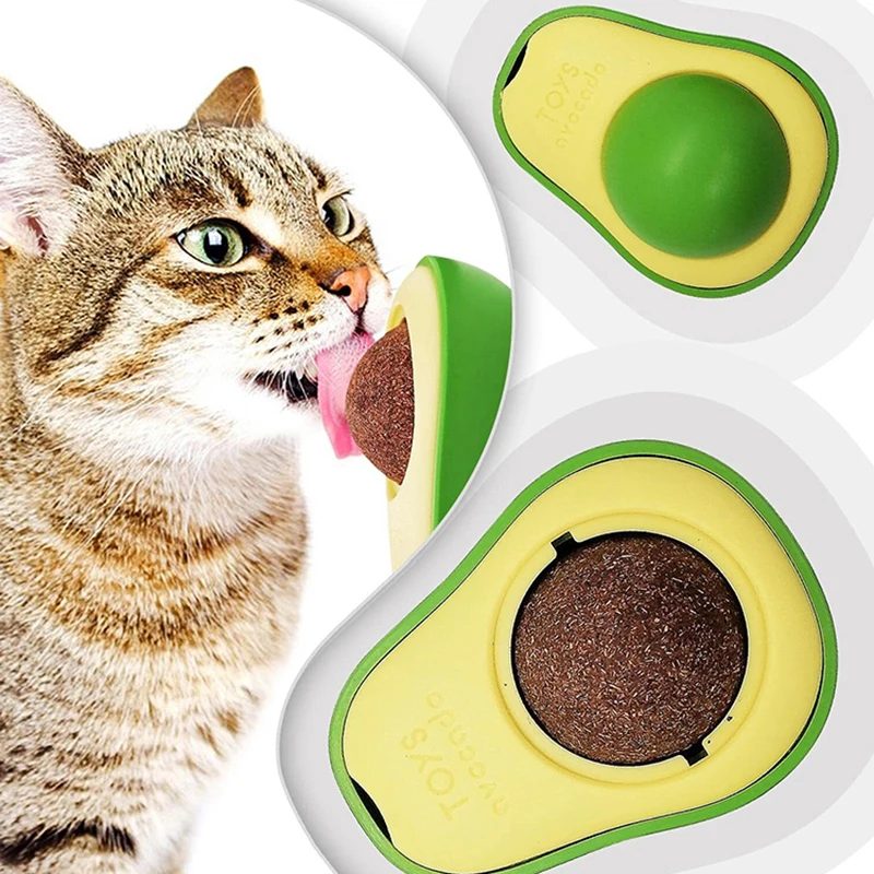 Bola de hierba gatera de aguacate para Gatos, juguetes interactivos de menta, bocadillos para Gatos, tono de limpieza Intestinal limpio, hierba para Gatos