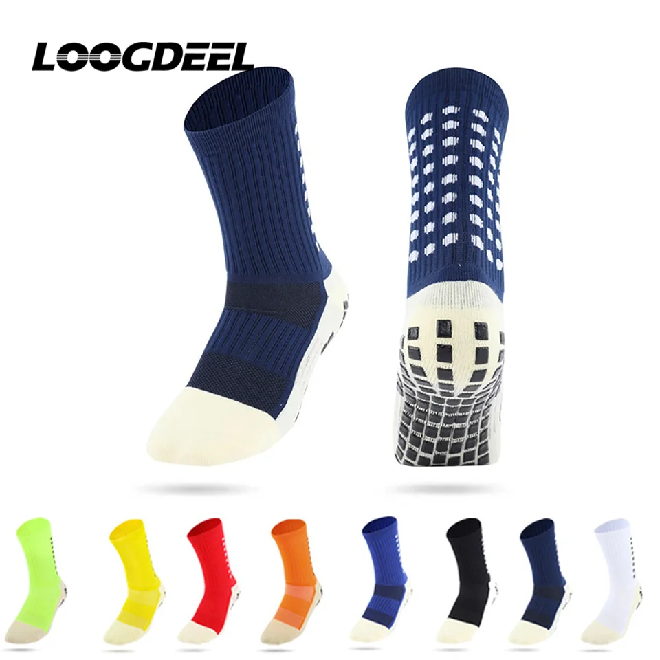 

LOOGDEEL Football Socks Basketball Shock-absorbing Soccer Sports Middle Tube Socking Glue Dispensing Anti Slip Towel Bottom Men