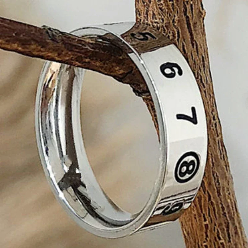 6mm Vintage 316L Stainless Steel Ring for Men And Women Never Fade Number Ring