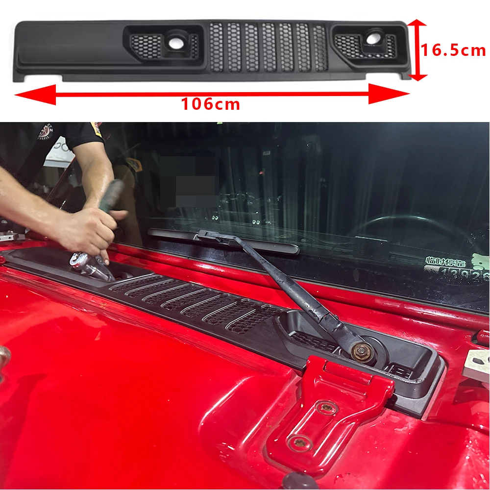 

Engine Hood Ventilation Grille ABS Windshield Wiper Water Deflector For Jeep Wrangler JL 2018-2025 2.0T