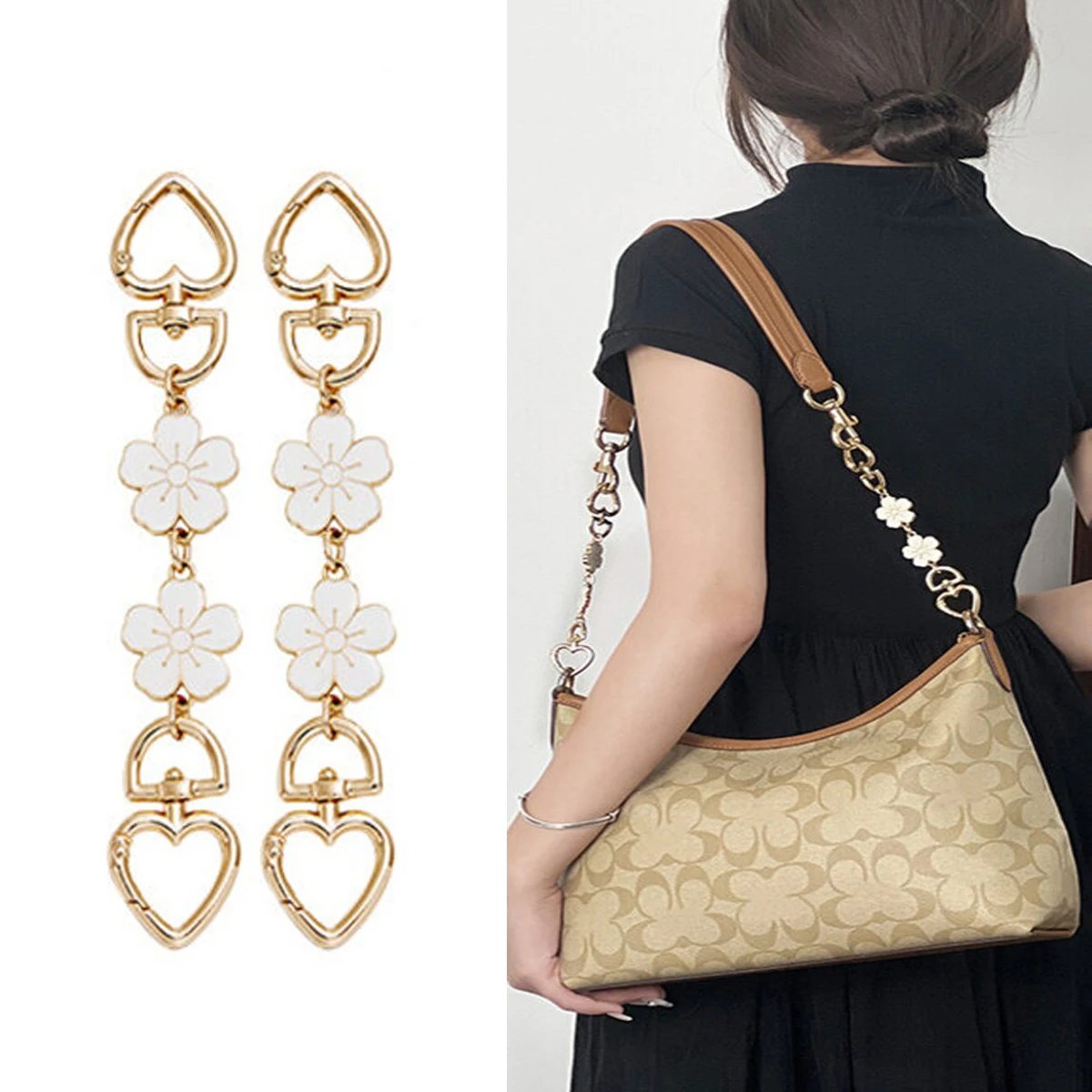 

HOLIN 2 шт. белые металлические цепочки с цветами сакуры для сумок Laurel Wanderer