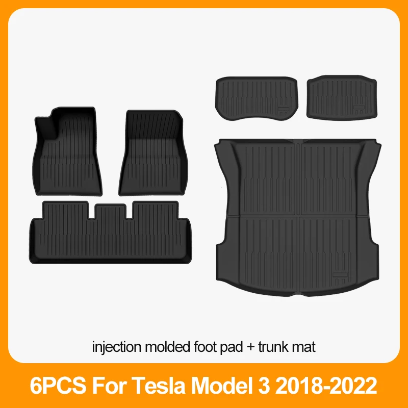 Auto Vloermatten Voor Tesla Model 3 2018 2019 2020 2021 2022 Premium All Weather Anti-Slip Waterdichte Tpe vloer Liners Mat Pads