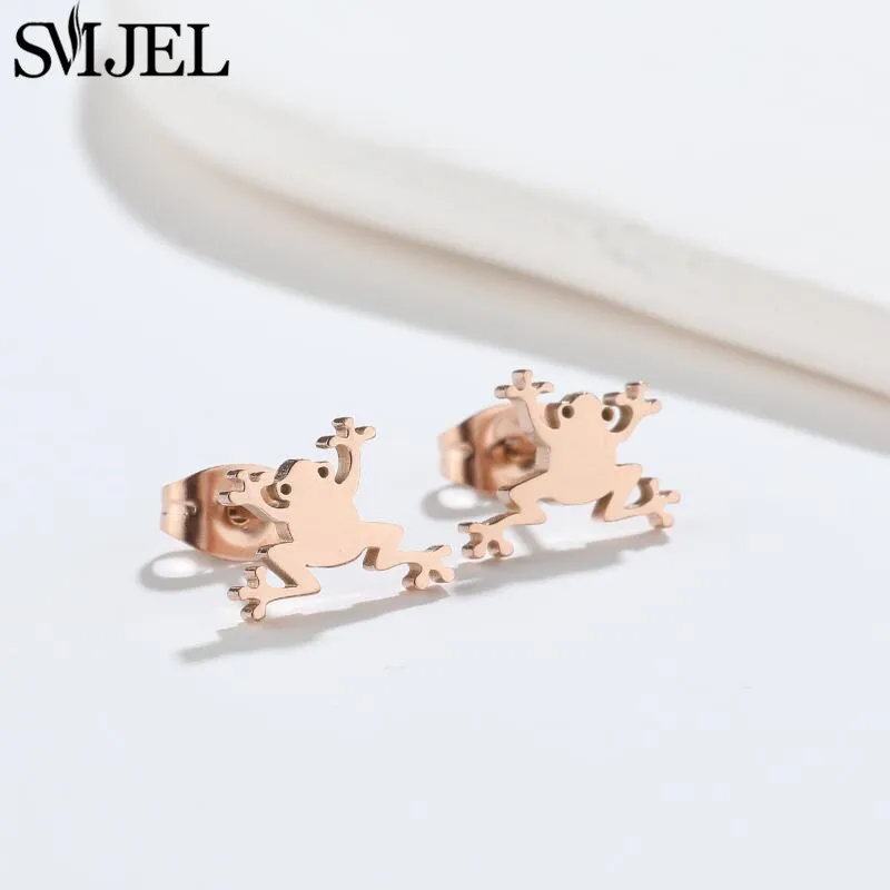 Retro Cartoon Frog Earrings for Women Girls Party Gift Gothic Animal Pirecing Stud Earring Female Stainless Steel Jewelry