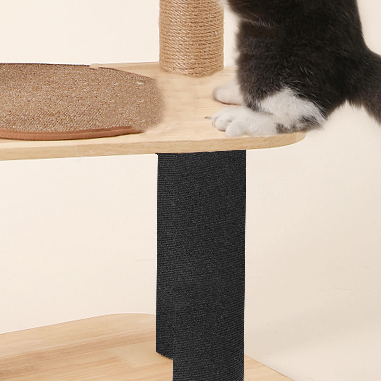

Self Adhesive Scratch Carpet Pad Black Polyester Furniture Protector Post Cat Scratcher Carpet Rug Durable Indoor Pet Supplies
