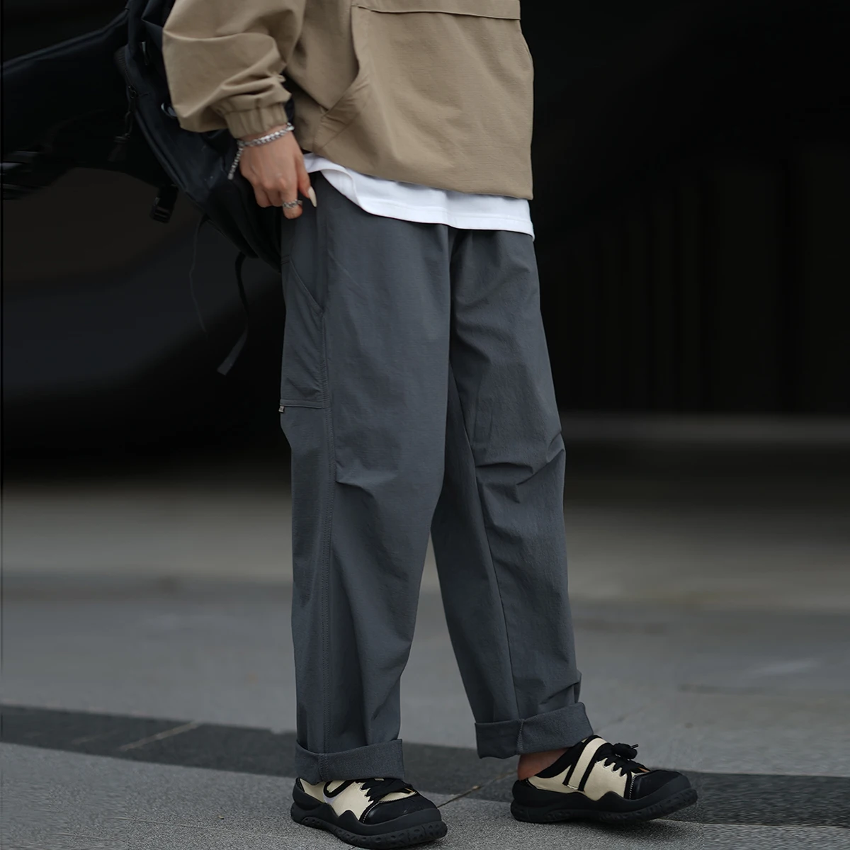 

Мужские повседневные свободные брюки-карго с широкими штанинами, 3D-плиссировкой и эластичным поясом на шнурке, молодежные, для весны и осени