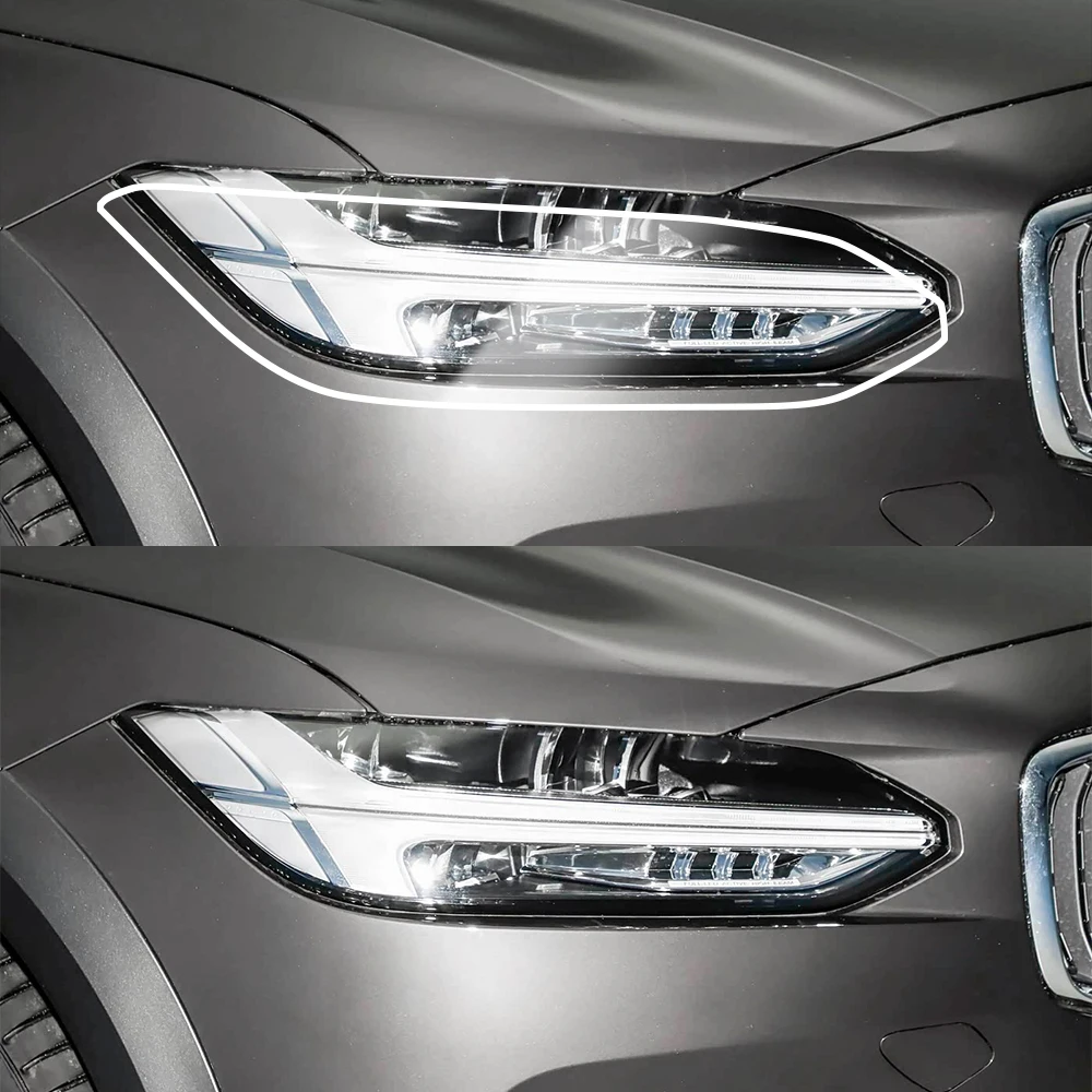 For Volvo V90 2016-2026 Smoke Black High-Gloss Pre-Cut TPU Car Headlight Protective Film PPF Anti-Scratch Vinyl Wrap Cover Kit view 3