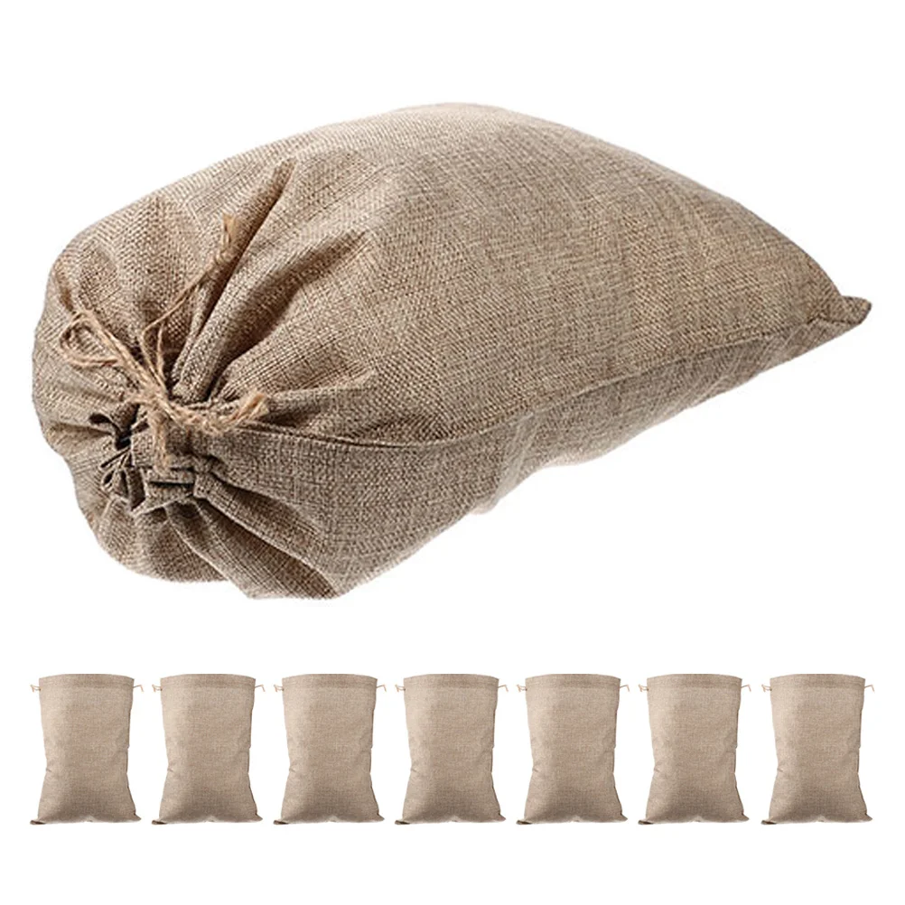 

8pcs Drawstring Bags Reusable Burlap Storage Bag For Vegetable Fruit Potato Organizing Multi-Function Fabric Pouch Convenient