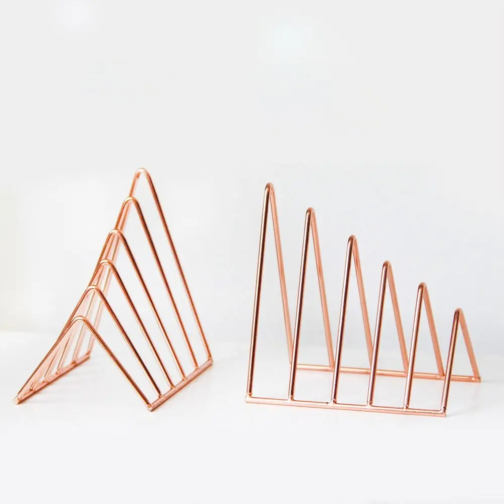 Desktop Organizer Desk Storage Magzine Holder Student Stationary Iron Book Stand Book Holder Record Rack Triangle Bookend
