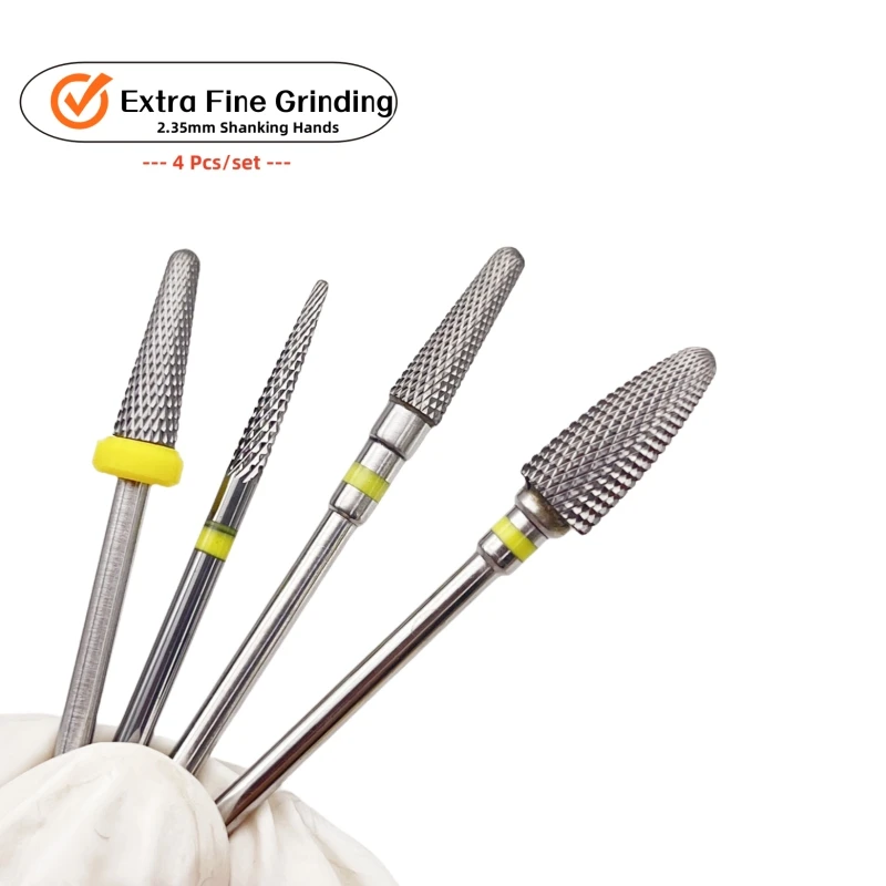4 قطعة/المجموعة 5 In1 مدبب السلامة الأرجواني/الأصل كربيد مسمار لقمة ثقب قطع التدريبات التنغستن قاطعة المطحنة ل مانيكير إزالة هلام