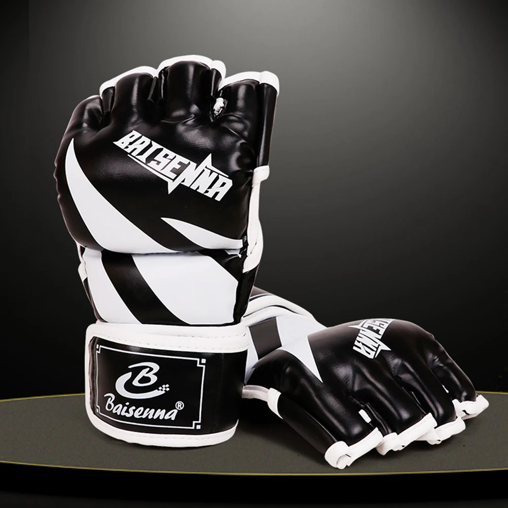 

Unisex Boxing Gloves Wear Resistant 3cm Thickened Punching Bag Gloves Adjustable Fingerless for Boxing Kickboxing Muay Thai MMA