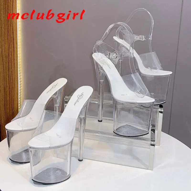 Mclubgirl High Heel Crystal Women's Shoes Fine Heel Sexy Nightclub Waterproof Platform Model Stage Show Women's Sandals LFD