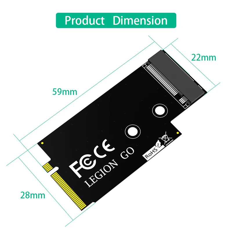 Adaptateur M2 pour Lenovo Legion Go, Déterminer la Conversion pour 2230 2242 2260 2280 Disque SSD M.2 NVcloser SSD PCIe 4.0, Carte Adaptateur