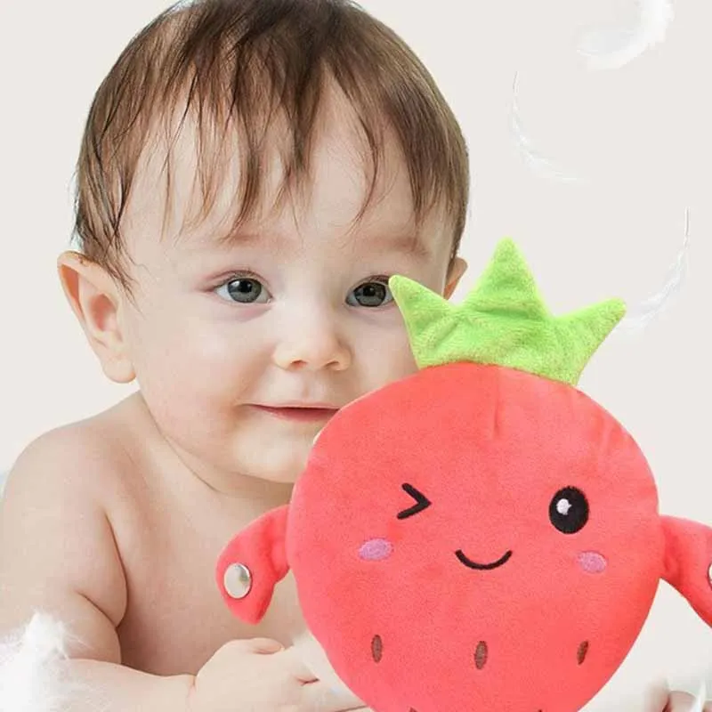 Juguetes de peluche de metrónomo con Sensor de frutas, juguetes eléctricos con batería de fresa, plátano y zanahoria, música interactiva para padres e hijos