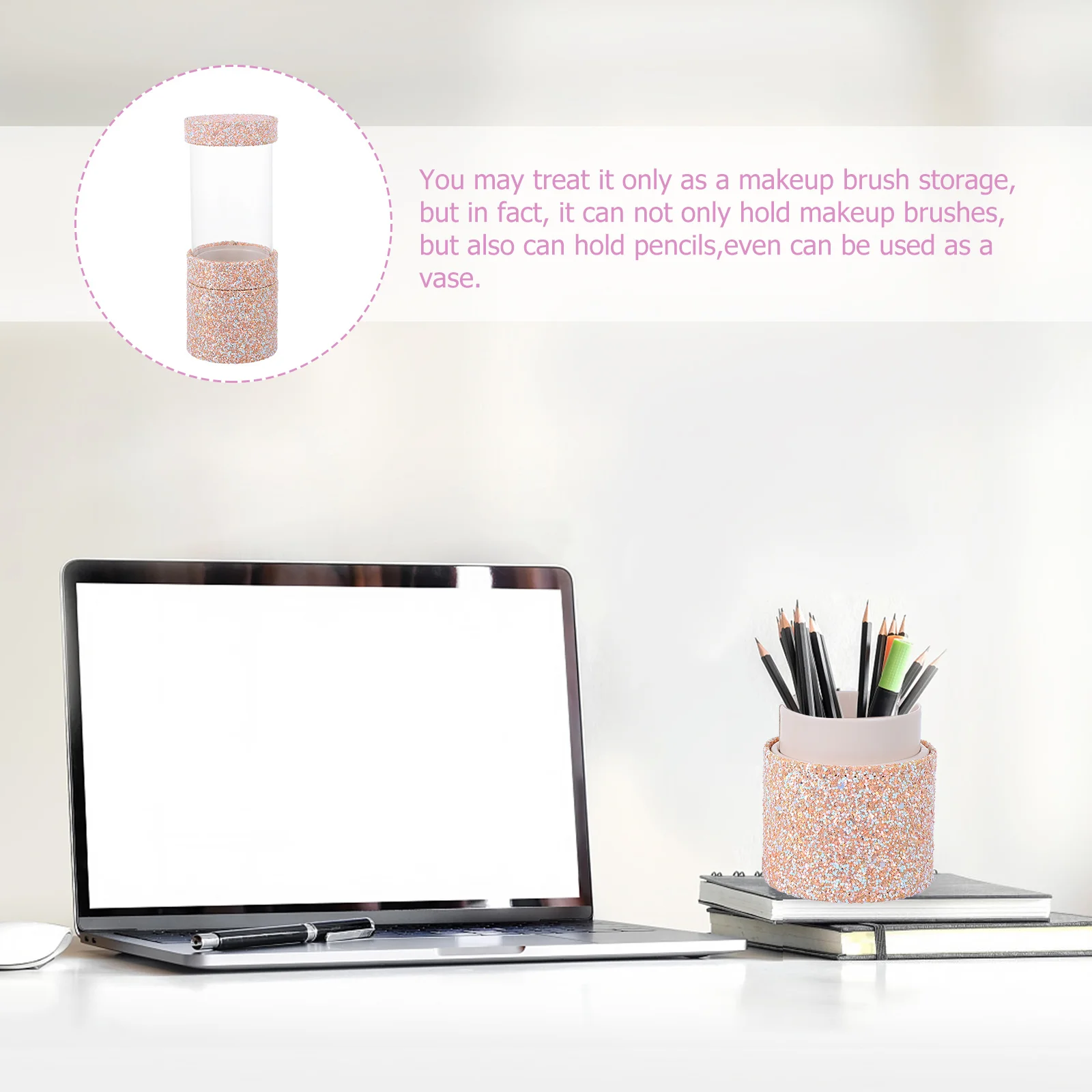 

Makeup Brush Storage Box Dual Compartment Holder Keeps Cosmetics Organized Travel Friendly Container for Face Eye Brushes