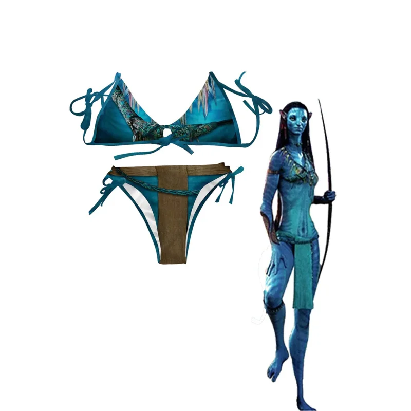 

Avatar Neytiri Swimwear Cosplay Costume Two Piece Sexy Swimsuit Summer Beach Bikini Halloween Carnival Party Suit Women Girls