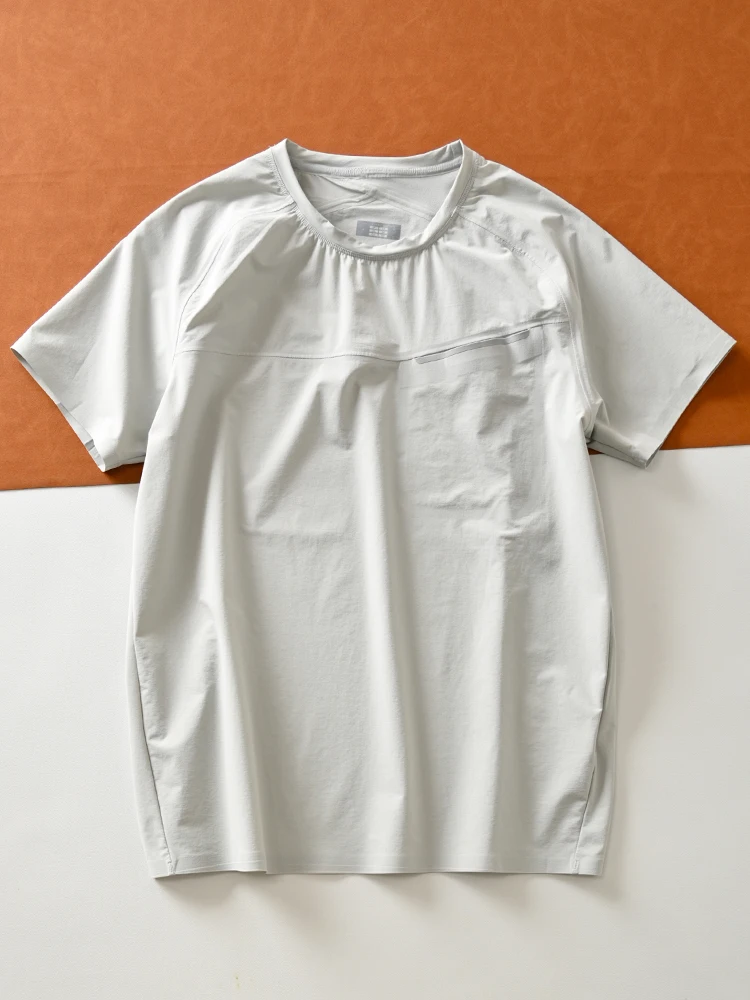 

High-End Bird Flying Summer Men's Quick-Dry Elastic Cool Feeling Business Casual round Neck Short Sleeve T-Shirt