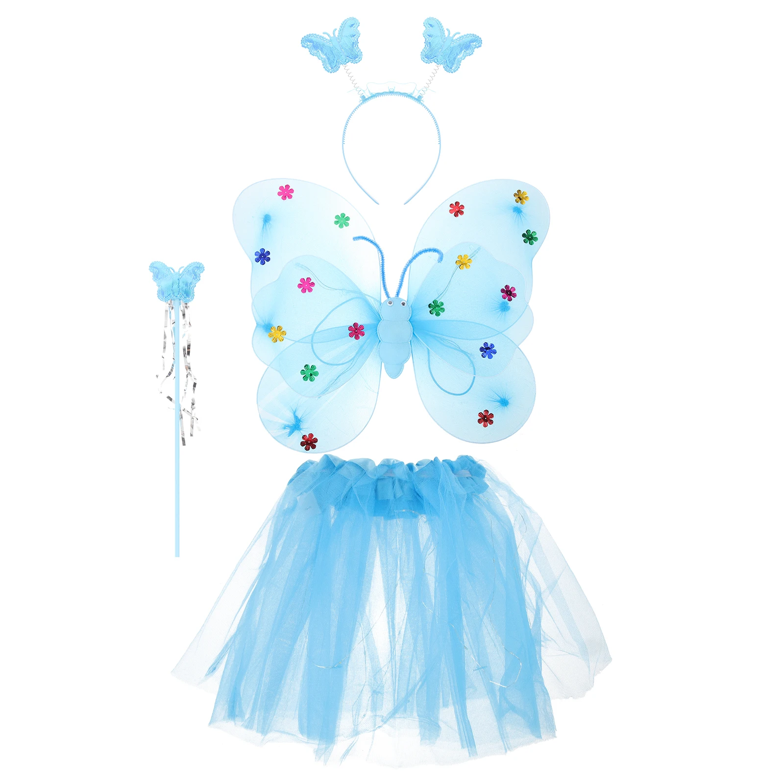 

4 Pcs Glowing Butterfly Wings Princess Costumes for Girls Fairy Shine Toddler