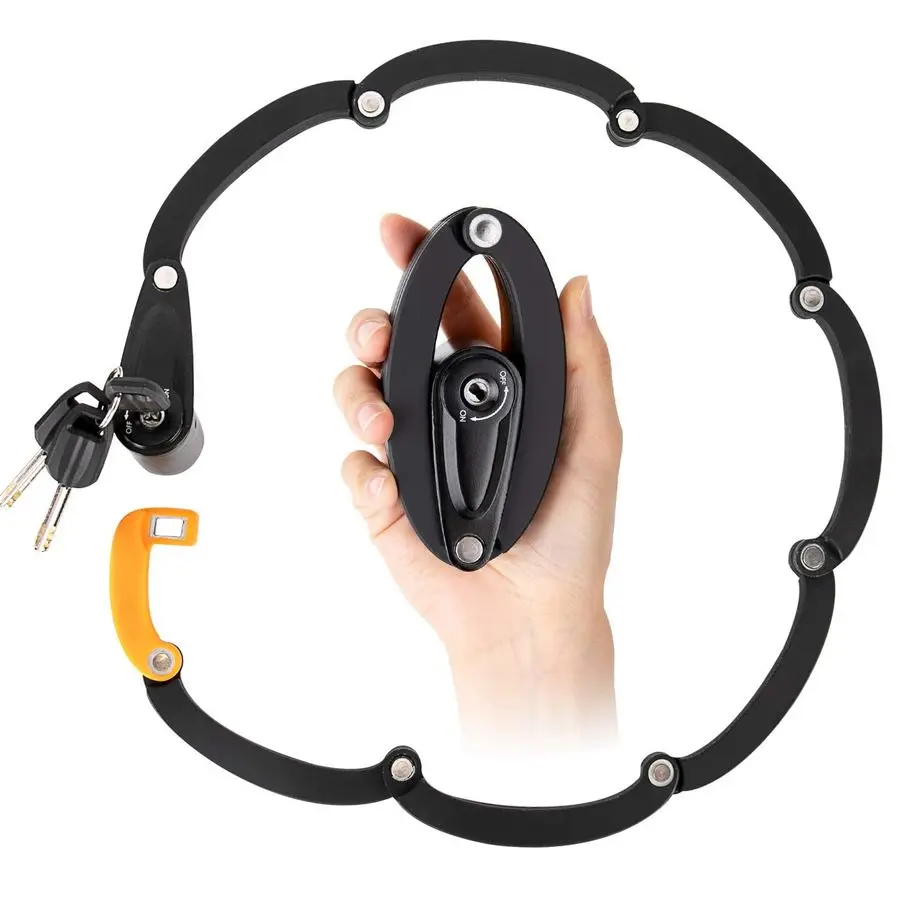 

Folding Bike Lock, Heavy Duty Steel Foldable Bike Chain Lock with Mounting Bracket, 35 Unfolding Anti Theft Bicycle Lock with 3