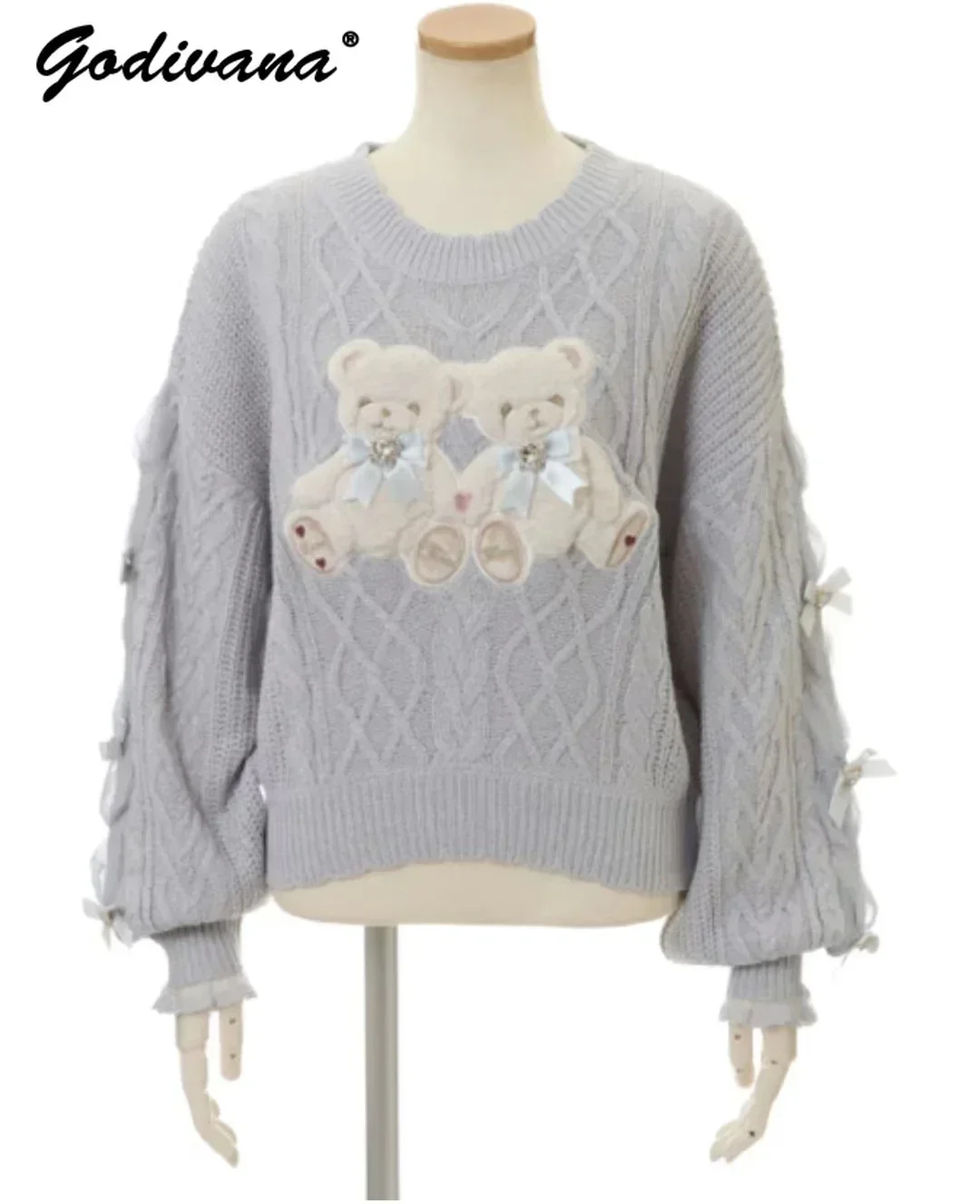 Cartoon Bear Knit Sweater for Women - Autumn Winter