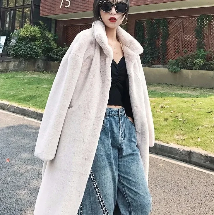 

Женская одежда, длинное пальто из искусственного меха, женская модная однотонная куртка из искусственного норкового меха, зимнее толстое теплое бархатное плюшевое пальто