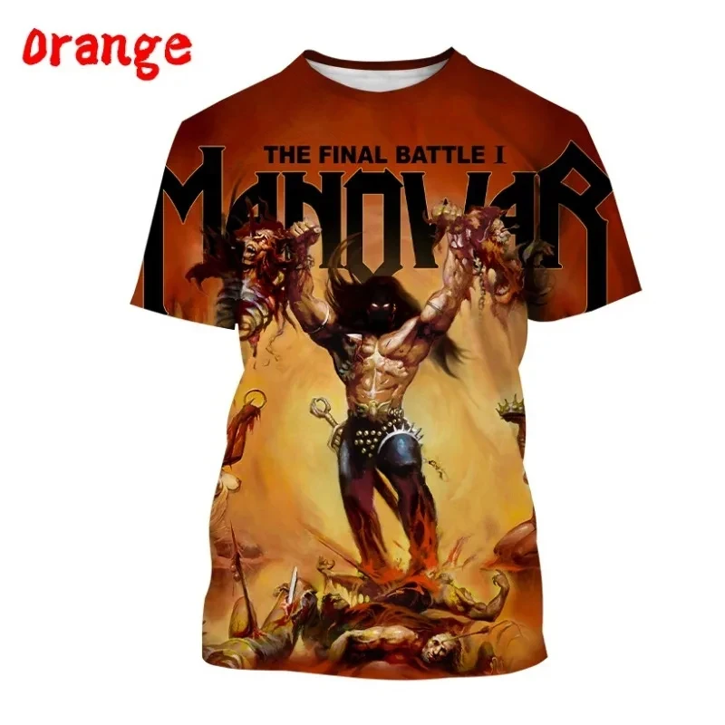 New Hot Manowar Punk Style Rock 3D Print T-shirts Summer Men Women Unisex Casual Hip Hop Short Sleeve Tee Top Oversized Clothing