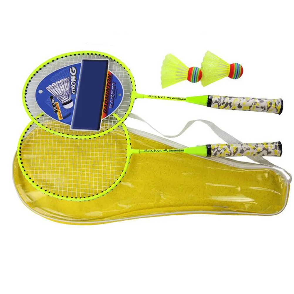 1Pair Badminton Racket with Balls Long-Lasting Material Light Weight Includes 2 Random Color Shuttlecocks for Kids Playtime
