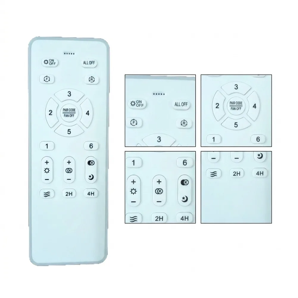 Ceiling Fan Remote Control Operating on 2.4G Band for Fans with Lights Features Six Tiers and Linear Light Dimming