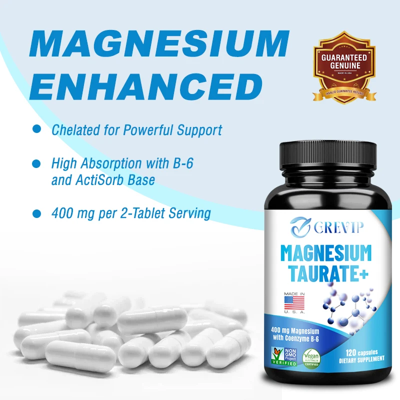 Magnesium Taurate Capsules - Muscle and Heart Health Support, Calm Nerve & Mood