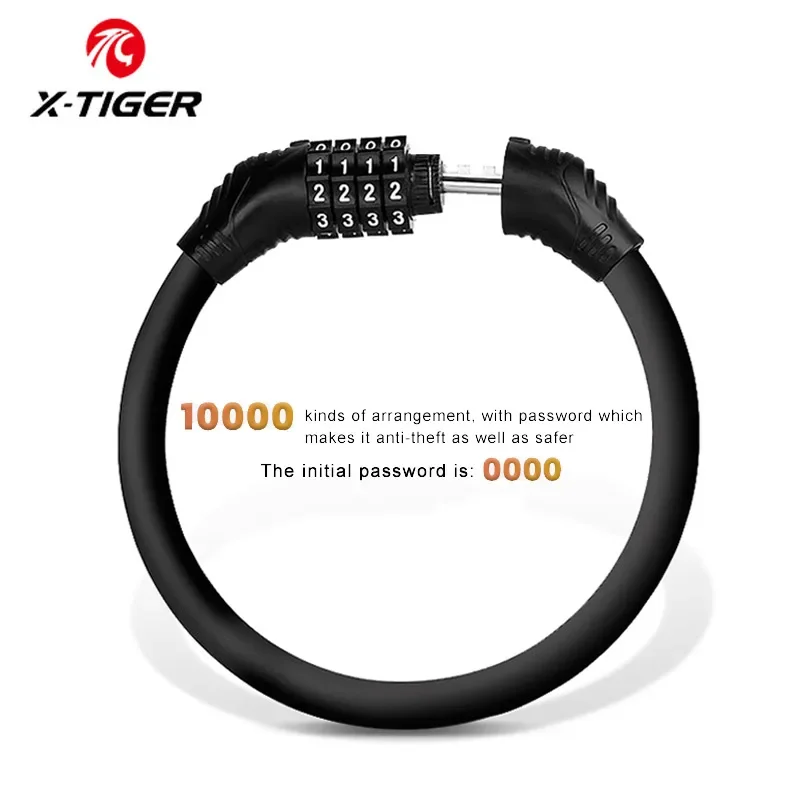 

X-TIGER Bicycle Lock Mountain Bike 4 Digit Password Universal Bike Lock Portable Security Motorcycle Electric Scooter Padlock