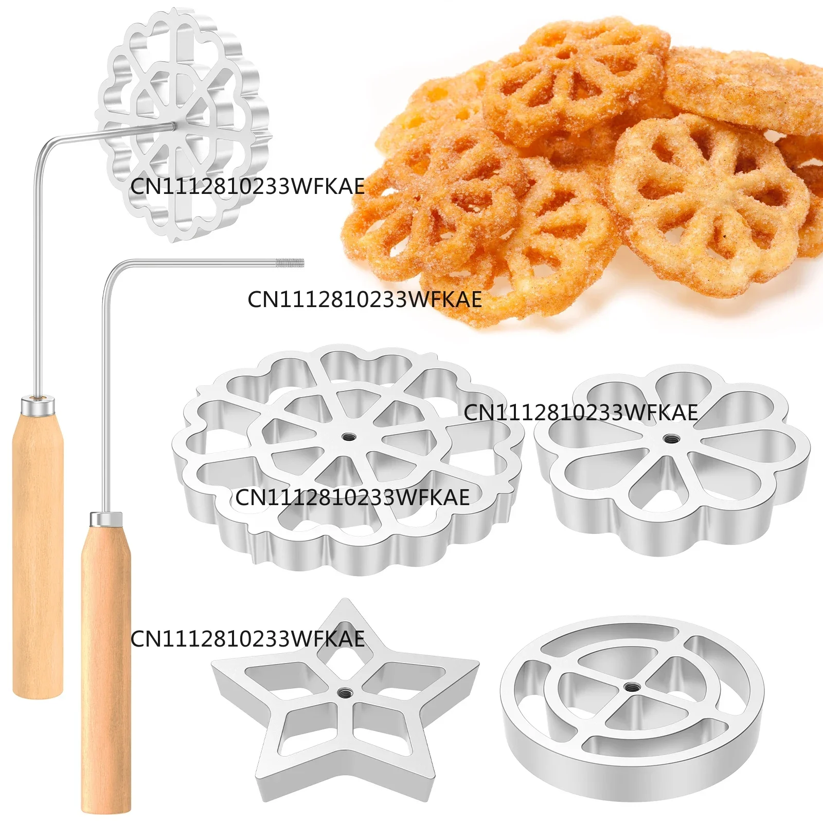 2/4/6Pcs Bunuelos Mold Aluminum Alloy Rosette Maker Mold with Handle Pastry Tools Waffle Cookie Molds Baking Kitchen Accessories