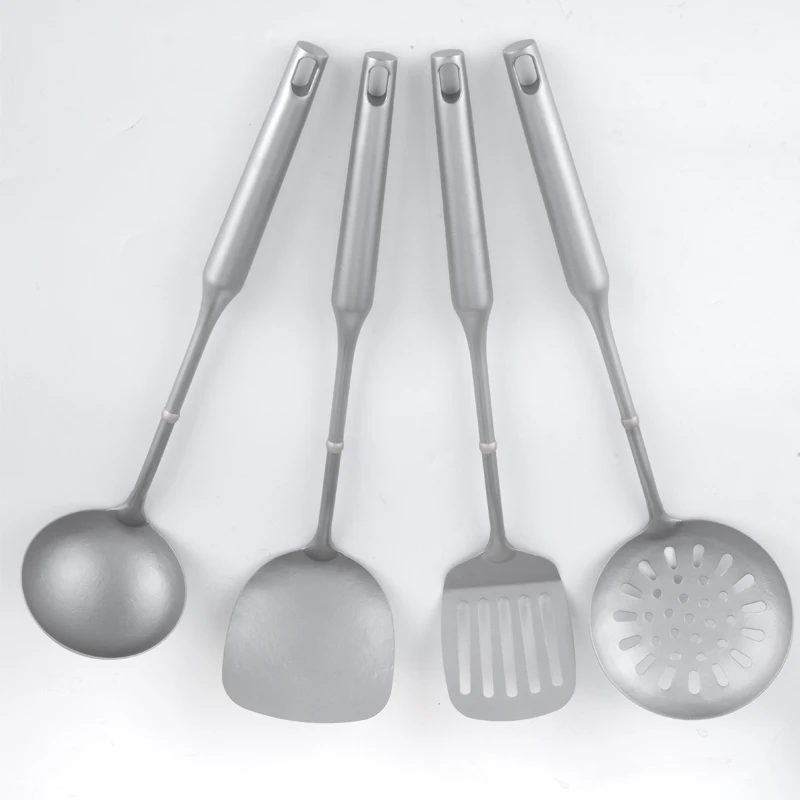 

Titanium wok frying pan spoon skimming spoon soup spoon cooking tool set long handle titanium camping kitchen utensils