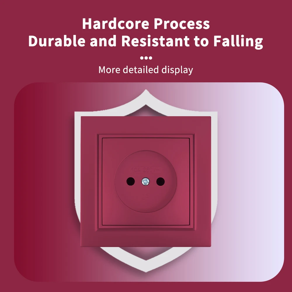 WESA-Prise de courant murale en plastique rouge, prise électrique UE, sans terre, arrang, peinture en aérosol