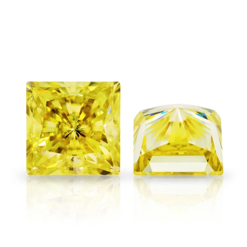 

Lemon Yellow Princess Cut 1CT-3CT GRA Real Moissanite Loose stone jewelry matching engraved code can pass