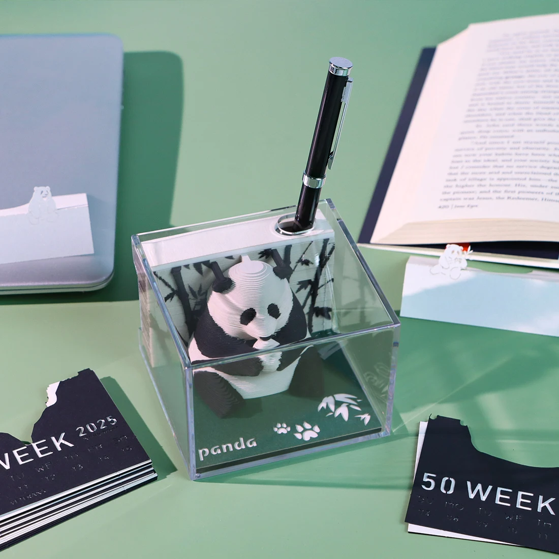 Notepad 3D Memo Pad Cute Panda Note Calendar 2025 Non Sticky Sheets Paper Notes Miniature Items Desk Ornaments Birthday Gifts