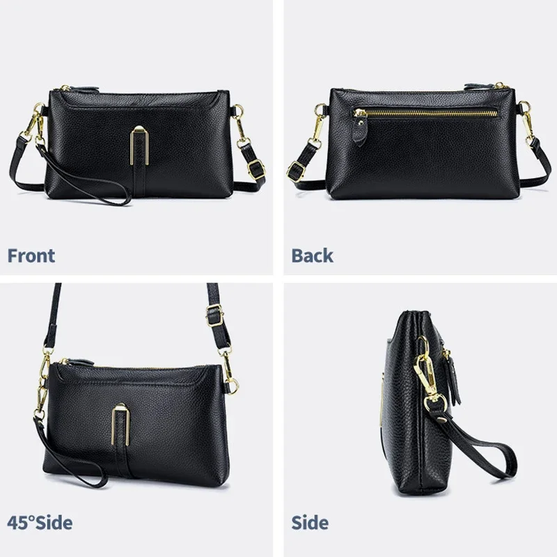 Genuine Leather Women Crossbody Bag High Quality Wristlet Clutch Purse Bags Female Small Shoulder Handbag Mobile Phone Bags