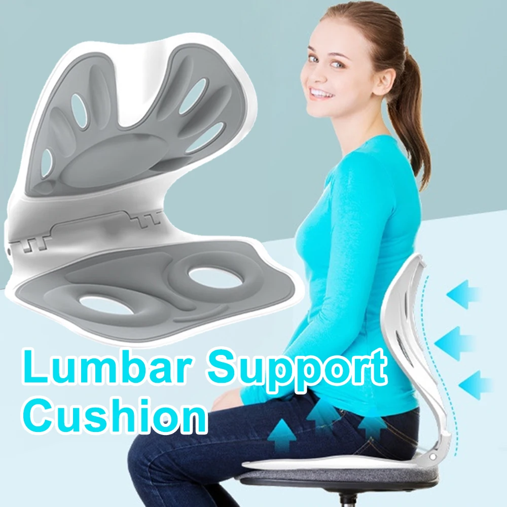 Folding Seat Cushion Sitting Posture Correction Chair Bed Cushion Back Lumbar Support for Kids Adults Office Back Pain Relief