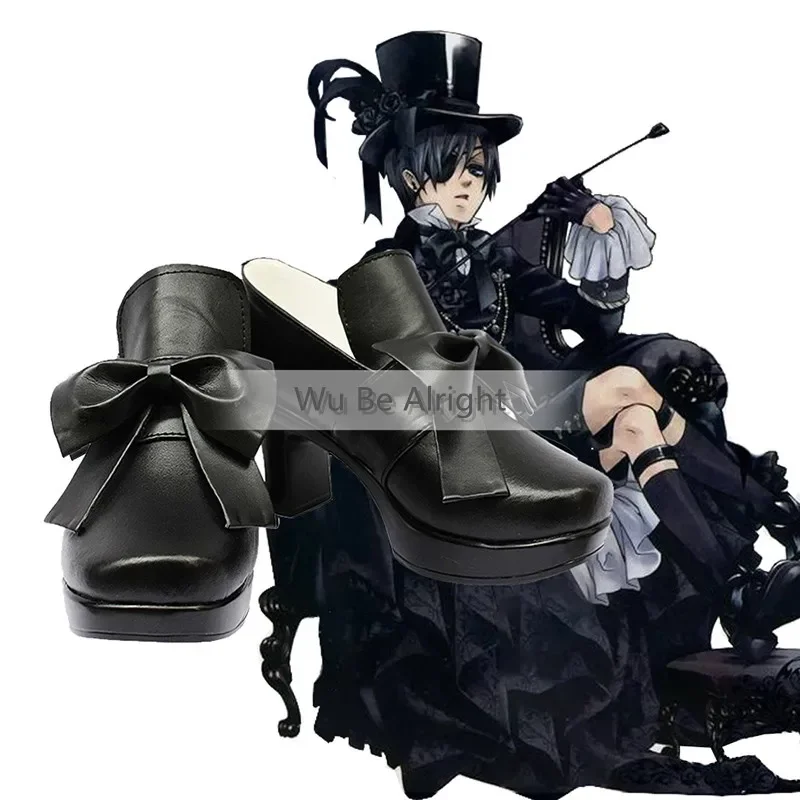 

Чехол в стиле аниме Ciel Phantomhive, черная обувь для косплея, аксессуары для Хэллоуина, карнавала, вечеринки, реквизит, потому что на заказ