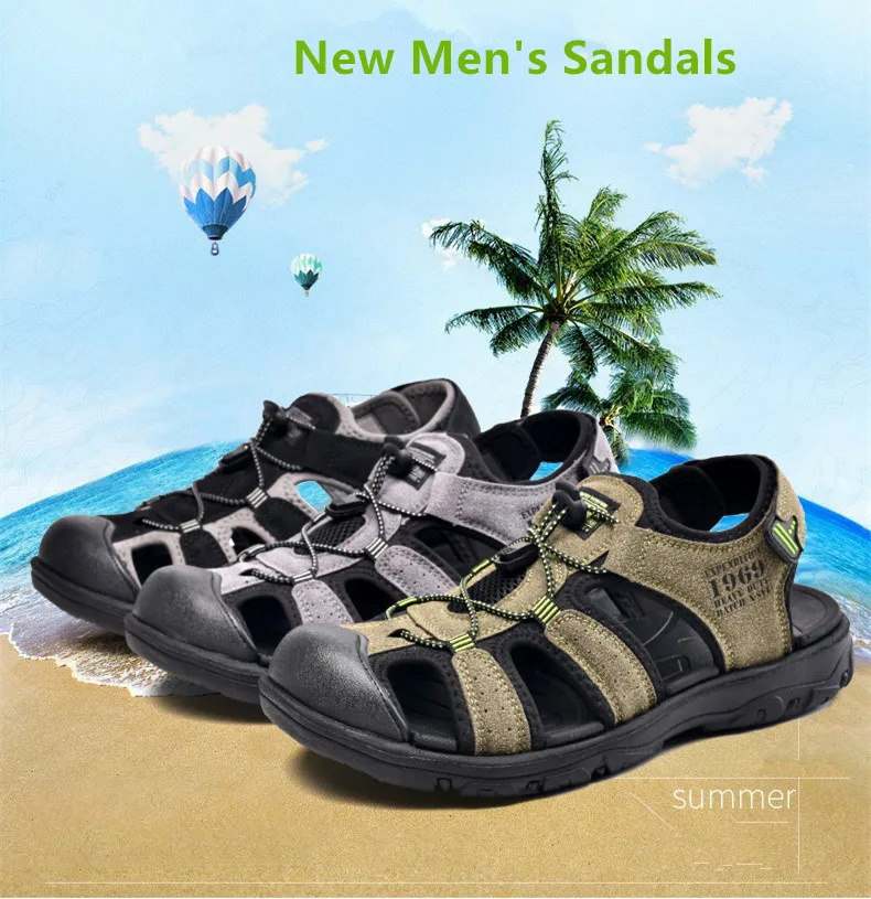 Lässige Herren-Outdoor-Sandalen, Sommer, atmungsaktiv, flache Sohle, Strandschuhe, bequem, weich, zum Gehen, Wandern, sportliche Herrenschuhe 2020 – Detail 6